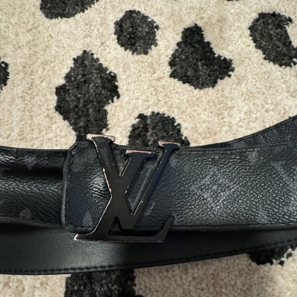 Louis Vuitton LV Initiales Matte Black Belt Logo 45" Mens Used